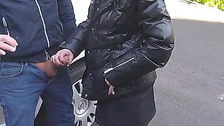 The Teacher Swallows Cock on a Public Street (dick Flash Extreme Public Action!) - Misscreamy