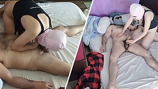 Wild deep throat action with amateur wifey and her big ass, featuring a sensual oil massage