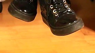 Plaid Tights & Stylish Sneakers - Dangling, Shoeplay & Foot Focus