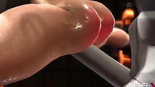 Sci-Fi BDSM. Sex android fucks hard a hot cuffed hottie in restraints