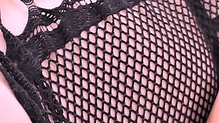 Sexy Babe Seduces for Sex in Black Lingerie in a Fishnet. Fucking Blowjob and Fucking Pink Pussy
