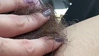 Smoking in my car hairy pussy