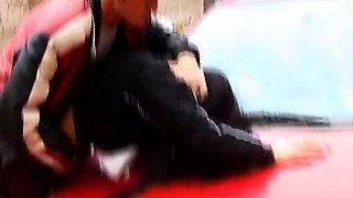 Pulled amateur doggystyle in public toilet