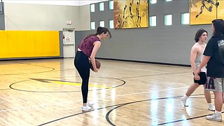 Horny darling Olivia comes to play basketball but ends up teasing
