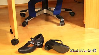 Blue Tights, Mary Jane Heels & Shoeplay Fetish Tease