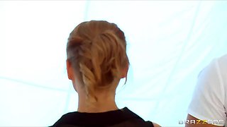 Sexy redhead with perfect tits Katja Kassin fucks her masseur