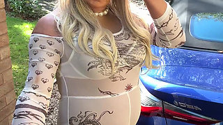 Sexy Crossdresser kellycd2022 in sexy white jumpsuit and heels