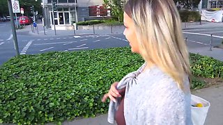 Busty blonde amateur fucked in public restroom