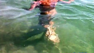 Naked Swimming MILF at the Beach