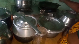 Desi Husband Who Squeezes His Wife's Breasts While She Cooks