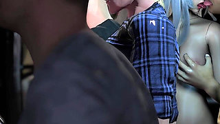 3D Horny Slut Babe Wearing Hot Bodystockings Got Fucked on the Bus