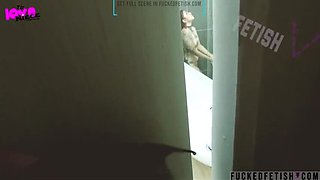 Hot Step Niece Fucks Old Man in Bathroom - Teen Redhead Blowjob & Cumshot