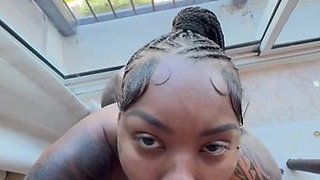 Shes Super Bad(2K) - Oiled Up Tattooed African Ebony fucked Outdoors in the Balcony