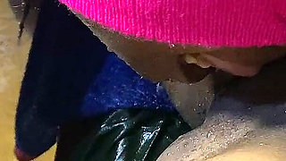 Chocolate Slut Masturbating and Pissing Her GF