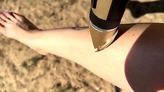 Trimming my hairy bush and hairy legs with machine