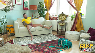 Fake Hostel - Dirty Yoga Teacher creampies his girlfriend in the other room