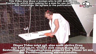 Busty German granny gets fucked in the bathroom