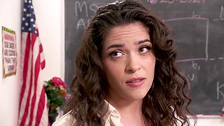 Brunette teacher Victoria Voxxx seduces her student's hard rod