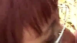 Outdoor sex with an amateur Italian couple, redhead wife, and her dude