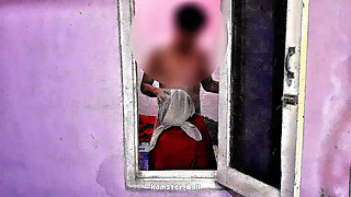 Almost Caught By Neighbor! MILF Hijab Blowjob In Window