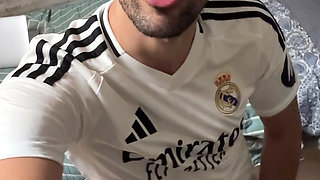 Hot soccer guy jerks off and busts a thick load