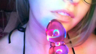 Sensual Blowjob on a Glass Dildo
