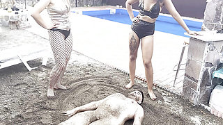 Interracial PIG HUMILIATION in the sand