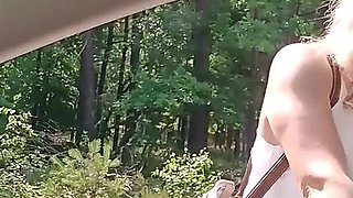 Old Sexy Hitchhiker Whore From Street Fucked in Forest with and Then Without a Condom