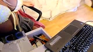 Glamour babe with big boobs masturbates in lingerie