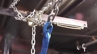 Blonde gets tits strokes while bound allover