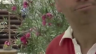 Busty blonde teen gets fucked outdoors at the photo shooting