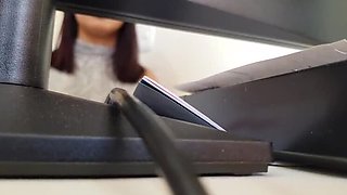 Naughty College Girl Miranda Salazar Flashes No Panties in Cyber Cafe Spy Cam