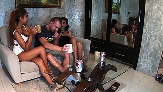 Thai teen calls over a GF to surprise BF