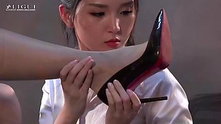 Asian chinese pantyhose feet nylon