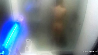 Sexy black amateur caught taking a shower on hidden cam