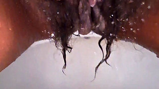Pissing in bathroom and hardly Squirting Orgasm then moaning