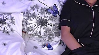 Blonde MILF Gets Horny in Bed and Fucks Herself with a Big Dildo