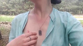 Exhibitionist teen undresses on webcam near the road