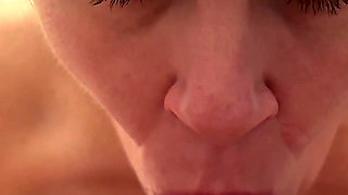 Mature with Big Saggy Boobs Sucking the Cum Out of Friends Dick and Swallowing