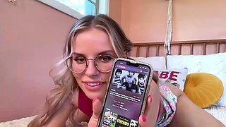 AMATEUR BIGTIT BLONDE TEEN MASTURBATES IN STALKINGS