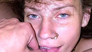 Amateur girlfriends licking in the kitchen