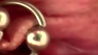 Extreme Close Up Rubbing My Pierced Clit by MakeUp Brush and Huge Orgasm make me completely Wet my Pussy