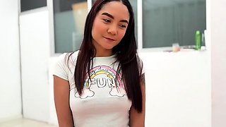 Busty cosplay fetish brunette nurse sucks cock pov