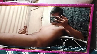 Young Asian Twink bedroom wank and cum play