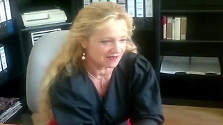 French Cum Eating Slut Got to Please Two Cocks in Office