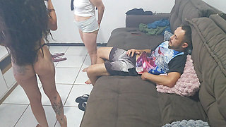 Wife asks husband to film her dancing with her friend, which gives him an erection