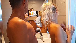 Selena's morning sex in bathroom