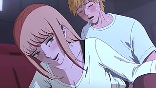 Chainsawman hentai - Makima has a hot sex with Denji in a movie theatre
