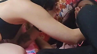 I Rubbed My Pussy in My Stepsister's Face She Sucked It All Over and We Finished with Dildo in the Pussy