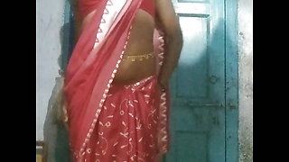 Sissy lily New saree cross dressing